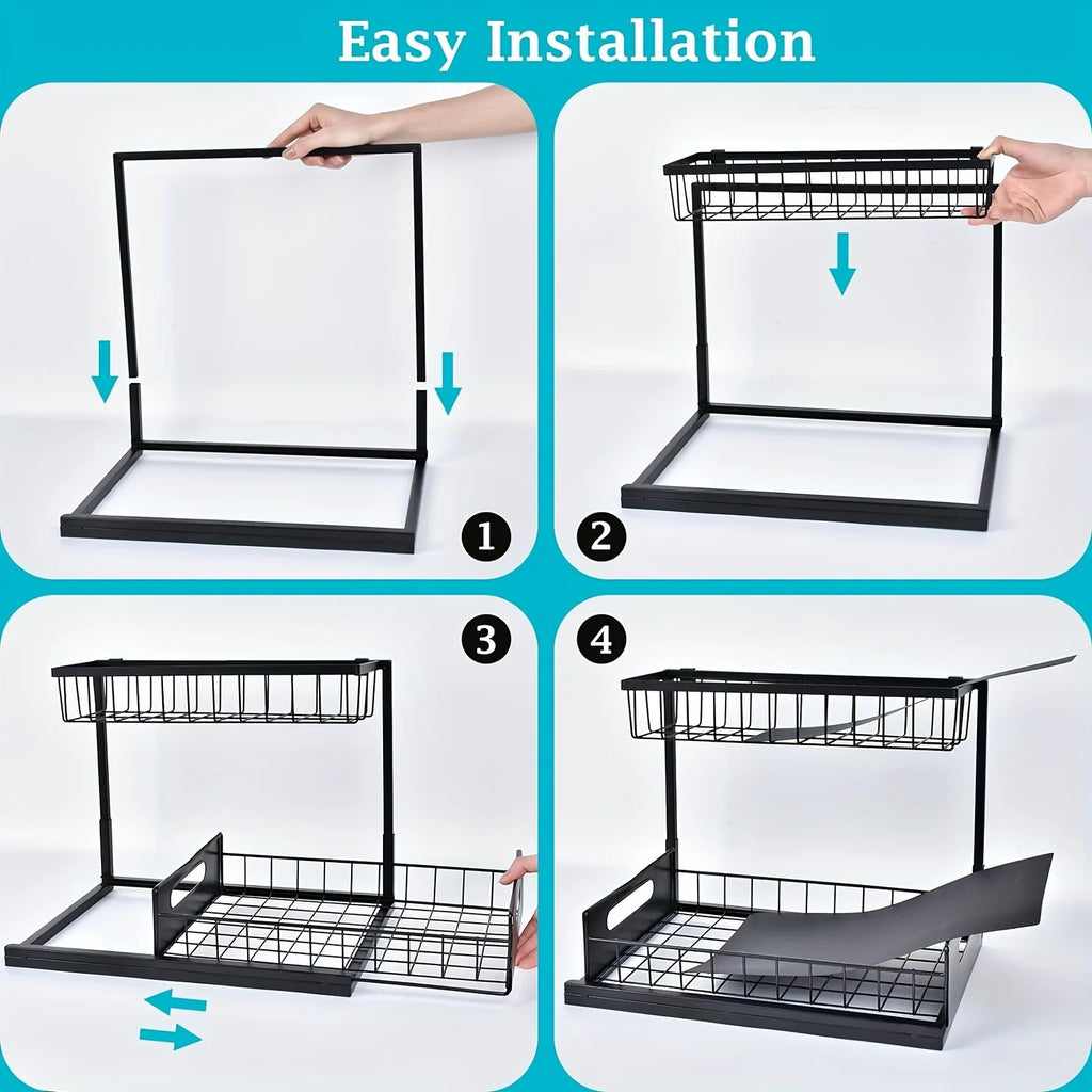 Under Sink Organizer - 2-Tier Pull Out Cabinet Storage