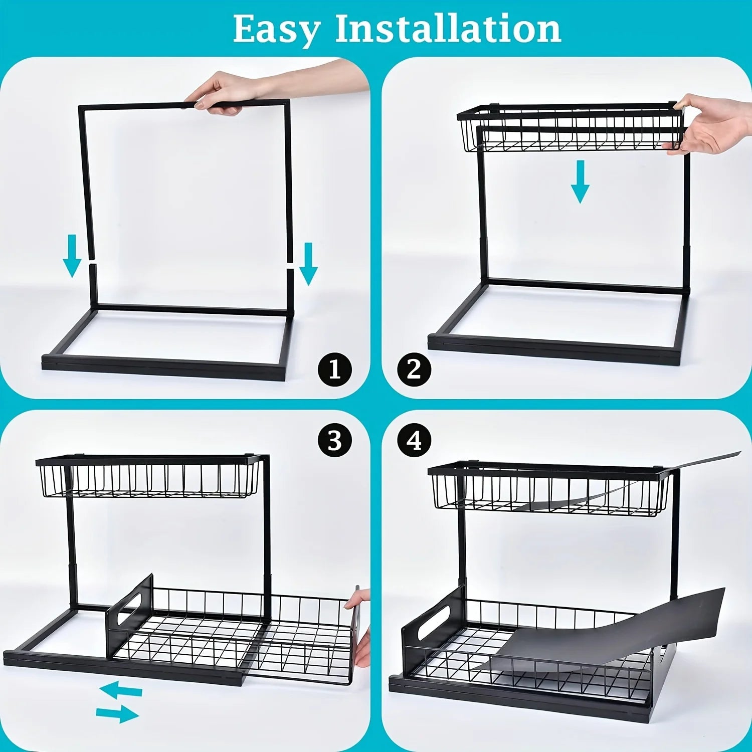 Under Sink Organizer - 2-Tier Pull Out Cabinet Storage