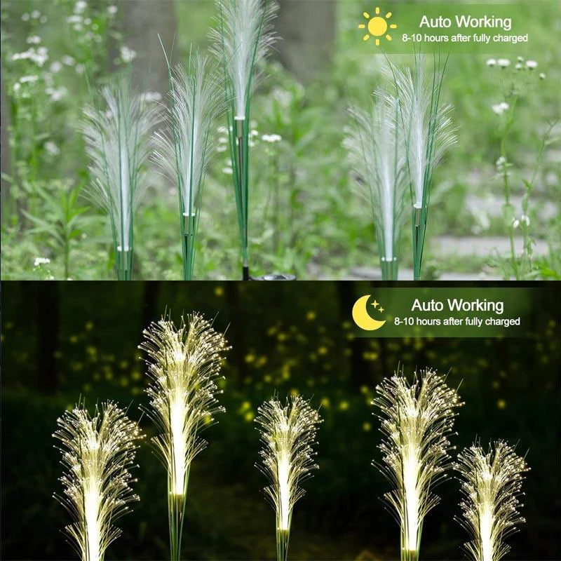 LED Solar Garden Lights Luminous Reed Outdoor Decorative Solar Powered Flower Stake Light Christmas Lights for Yard Lawn Garden