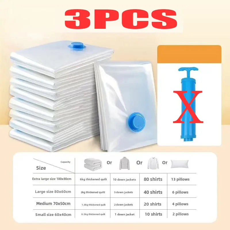 8-Pack Vacuum Storage Bags with Hand Pump - Space Saver