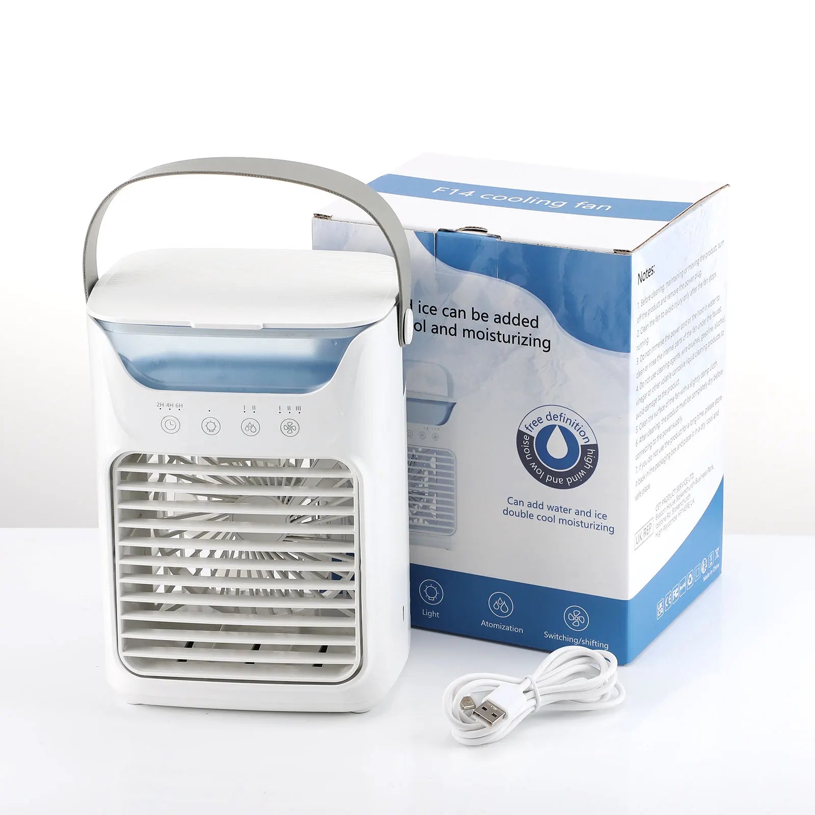 3 in 1 Fan Air Conditioner Household Small Air Cooler LED Night Light Portable Humidifier Air Adjustment Fan Office Home Fan