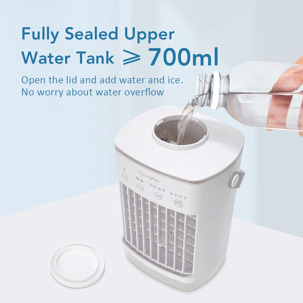 3 in 1 Fan Air Conditioner Household Small Air Cooler LED Night Light Portable Humidifier Air Adjustment Fan Office Home Fan