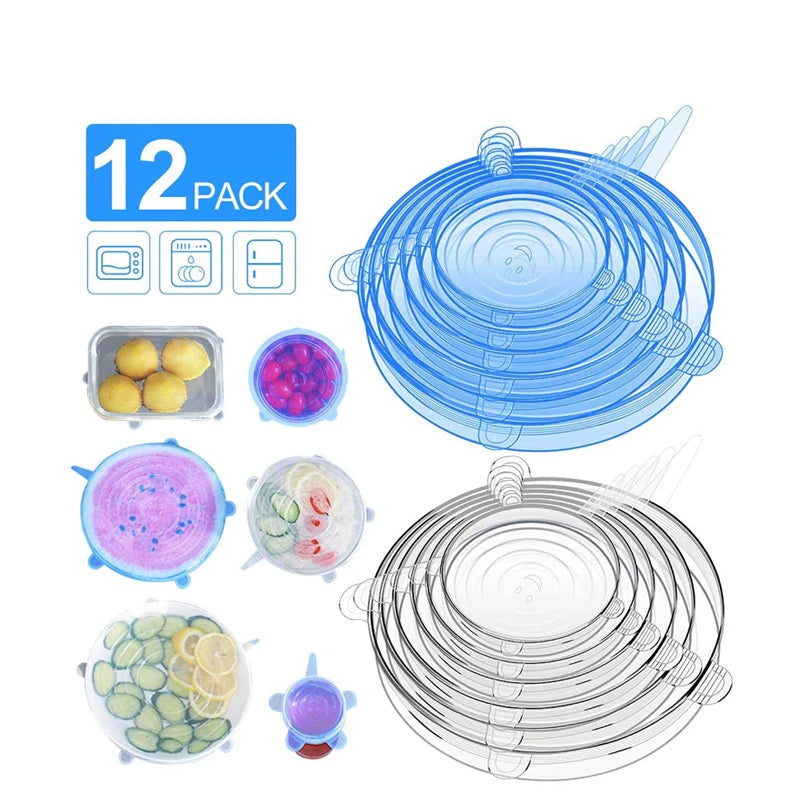 Reusable Silicone Stretch Lids Kitchen Fresh Keeping Covers