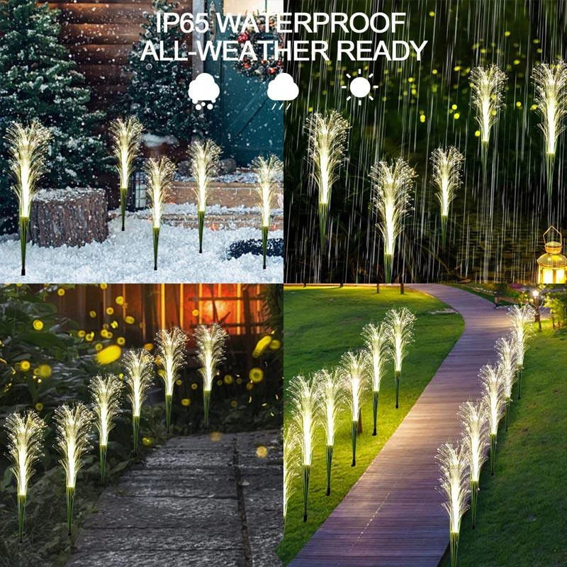 LED Solar Garden Lights Luminous Reed Outdoor Decorative Solar Powered Flower Stake Light Christmas Lights for Yard Lawn Garden