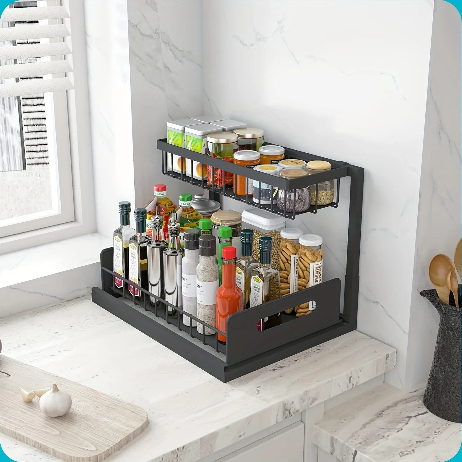 Under Sink Organizer - 2-Tier Pull Out Cabinet Storage