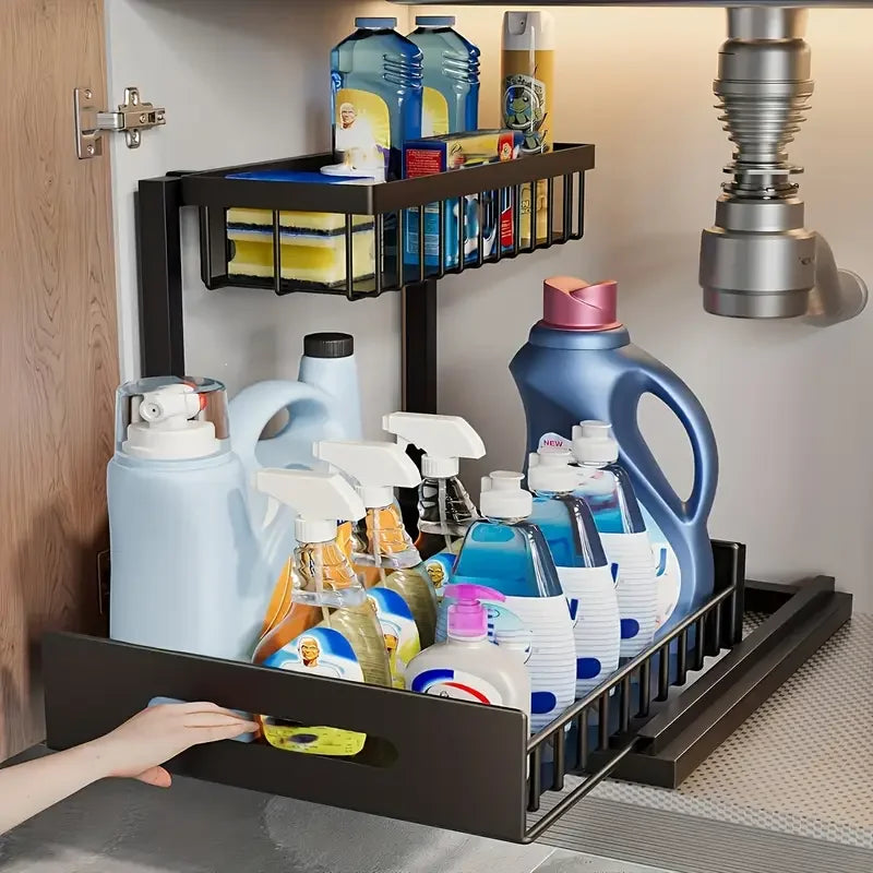 Under Sink Organizer - 2-Tier Pull Out Cabinet Storage