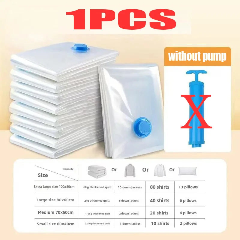8-Pack Vacuum Storage Bags with Hand Pump - Space Saver