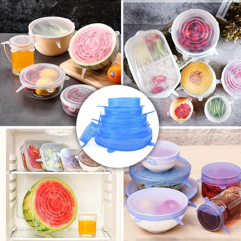 Reusable Silicone Stretch Lids Kitchen Fresh Keeping Covers
