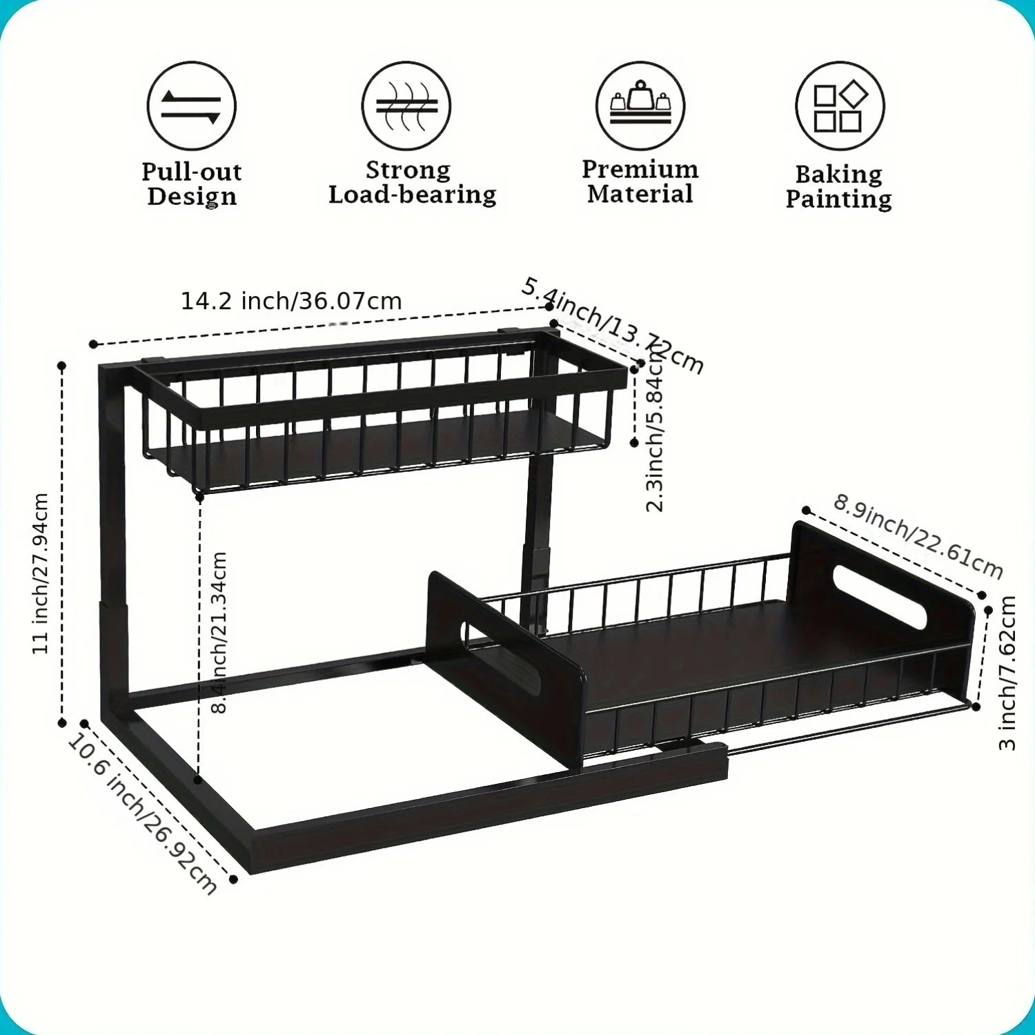 Under Sink Organizer - 2-Tier Pull Out Cabinet Storage