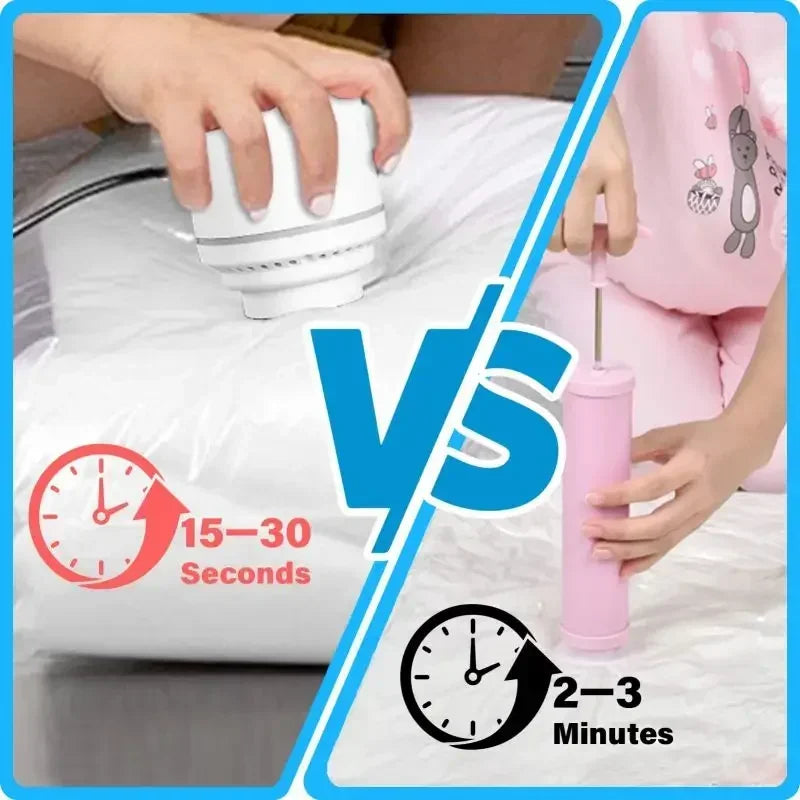 8-Pack Vacuum Storage Bags with Hand Pump - Space Saver
