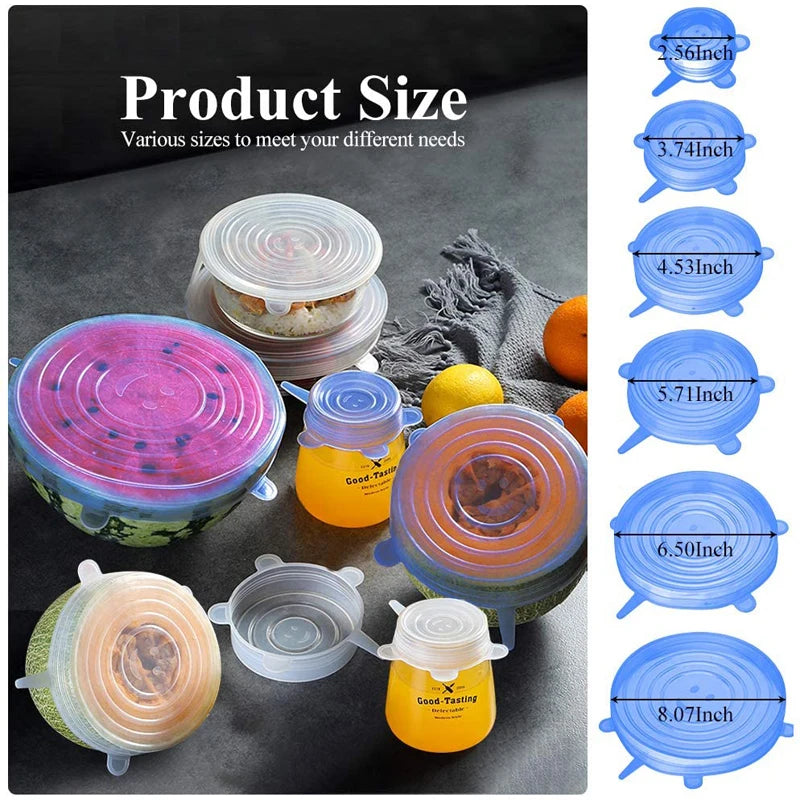 Reusable Silicone Stretch Lids Kitchen Fresh Keeping Covers